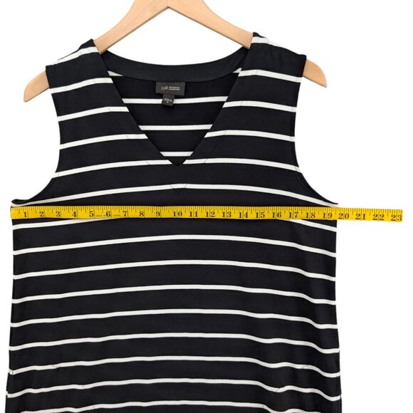 J Jill Wearever Collection Dress Black White Stripe V Neck Sleeveless Size M - Picture 7 of 9